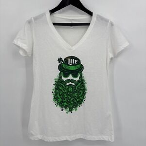 Miller Lite Women's L Tee Shirt Vintage Irish Fun Bar Crawl St. Patrick's Day
